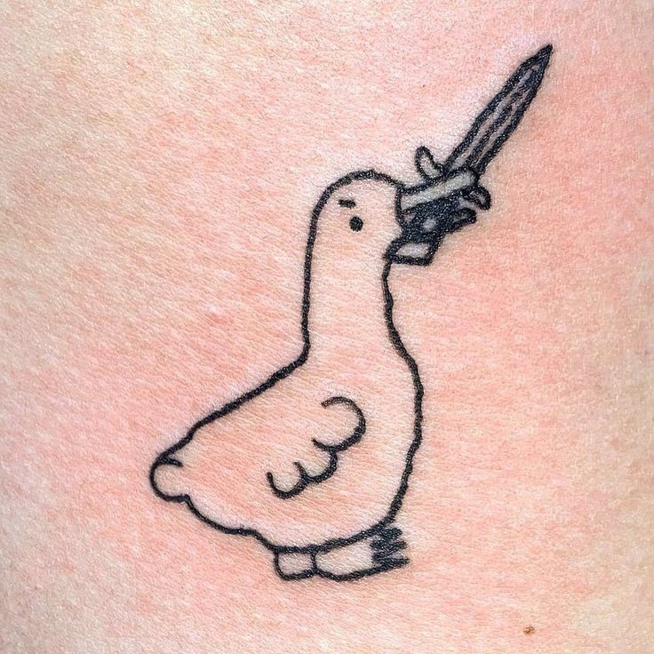 duck with knife tattoo